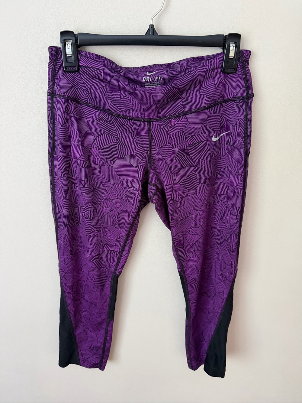 Nike Dri-Fit Purple Geometric Abstract Running Capri Leggings M